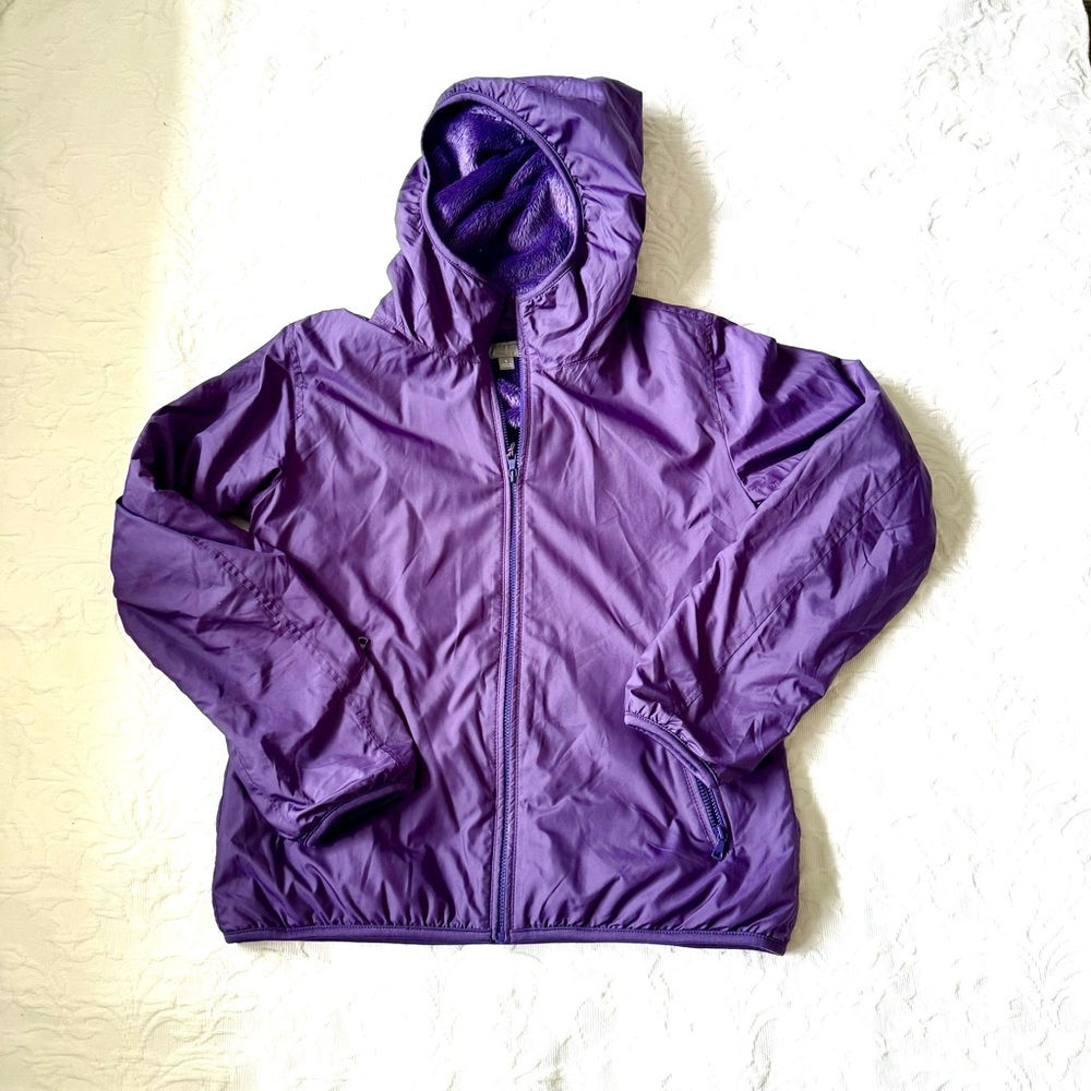 Uniqlo Fur Lined Purple Hooded Jacket